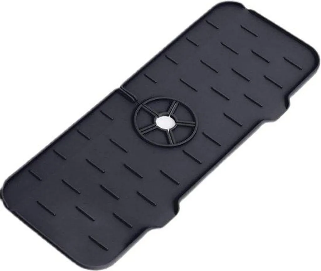 Tapis de protection en silicone noir pour évier de cuisine flexible