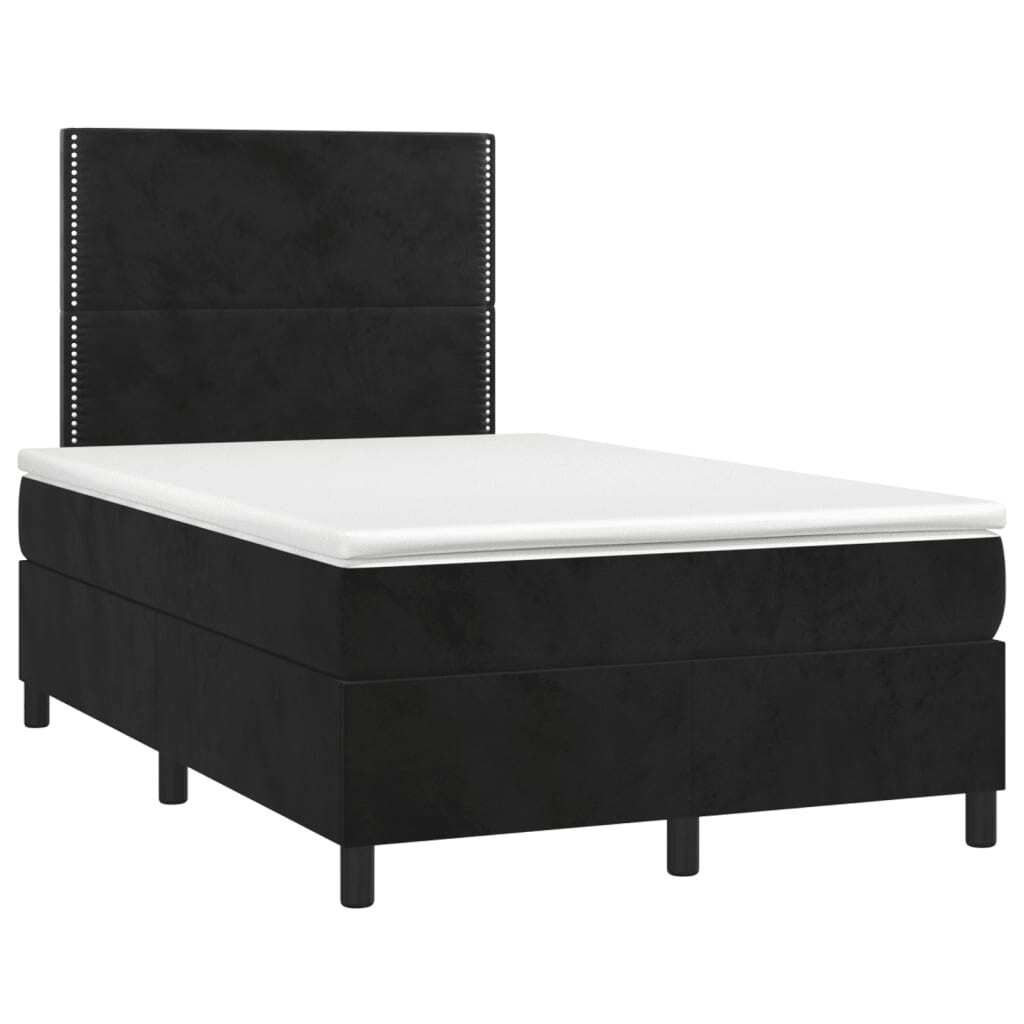 CLORIS Boxspringbett mit Matratze & LED Schwarz 120x190 cm Samt 3270307