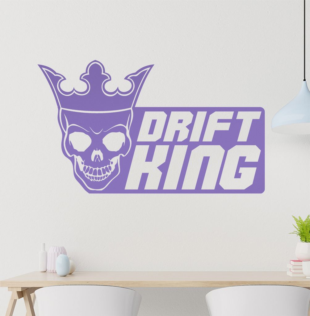 Drift King Wandtattoo in 6 Größen - Wandaufkleber Wall Sticker - Dekoration, Küche, Wohnzimmer, Schlafzimmer, Badezimmer