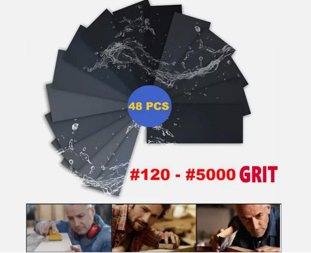 48 Stück Schleifpapier Set 400-3000 Körnung für Nass und Trocken Lack Hobby