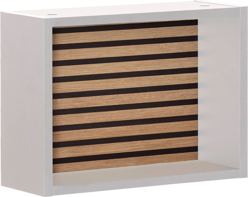 Regal modern in weiß, Akustikpaneel-Optik EVORA-80