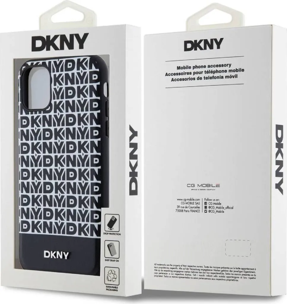Coque iPhone 11 DKNY Noir Repeat Pattern avec Rayure Signature Chic - 6