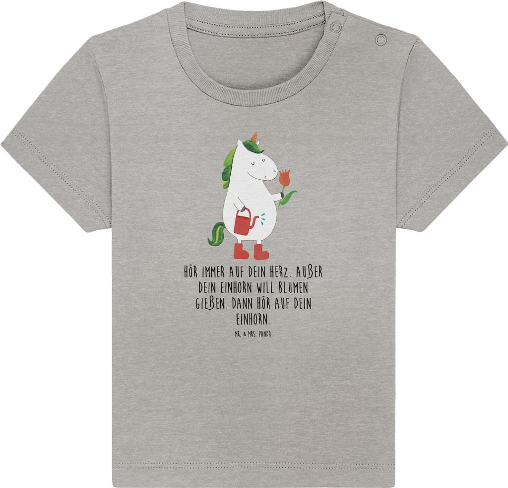 Mr. & Mrs. Panda Babyshirt Einhorn Gärtner 0. - 6. Monat - Heather Grey - Geschenk, T-Shirt, Baby Shirt, Unicorn, Kinder Oberteil, Einhörner, Org...