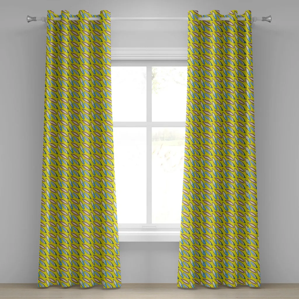 Paire de rideaux décoratifs Surf et Océan 280 x 175 cm coloris Jaune