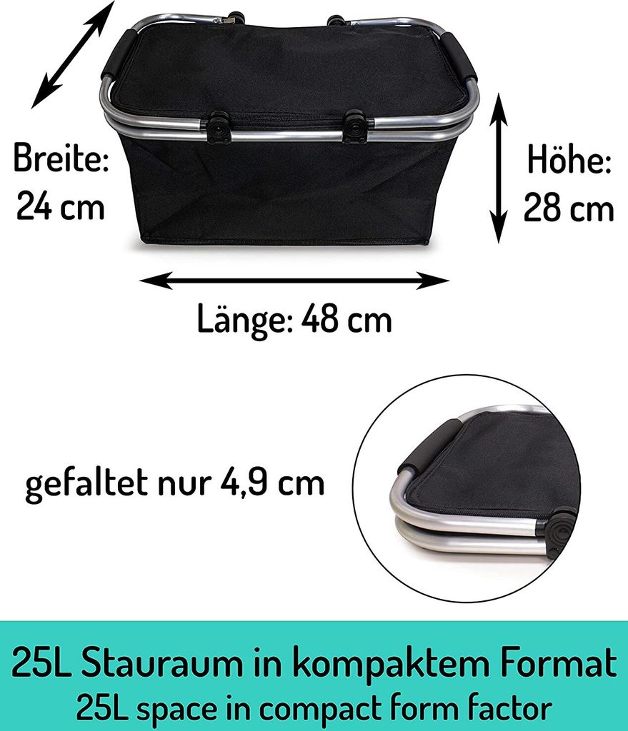 e-Best Einkaufskorb mit Tragegriffen (Schwarz) Produktbild 3