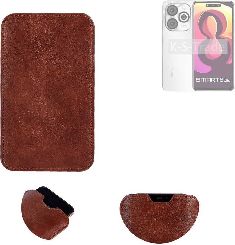 K-S-Trade Schutzhülle Handyhülle kompatibel mit Infinix Smart 8 HD Handytasche Kunstleder Sleeve in braun