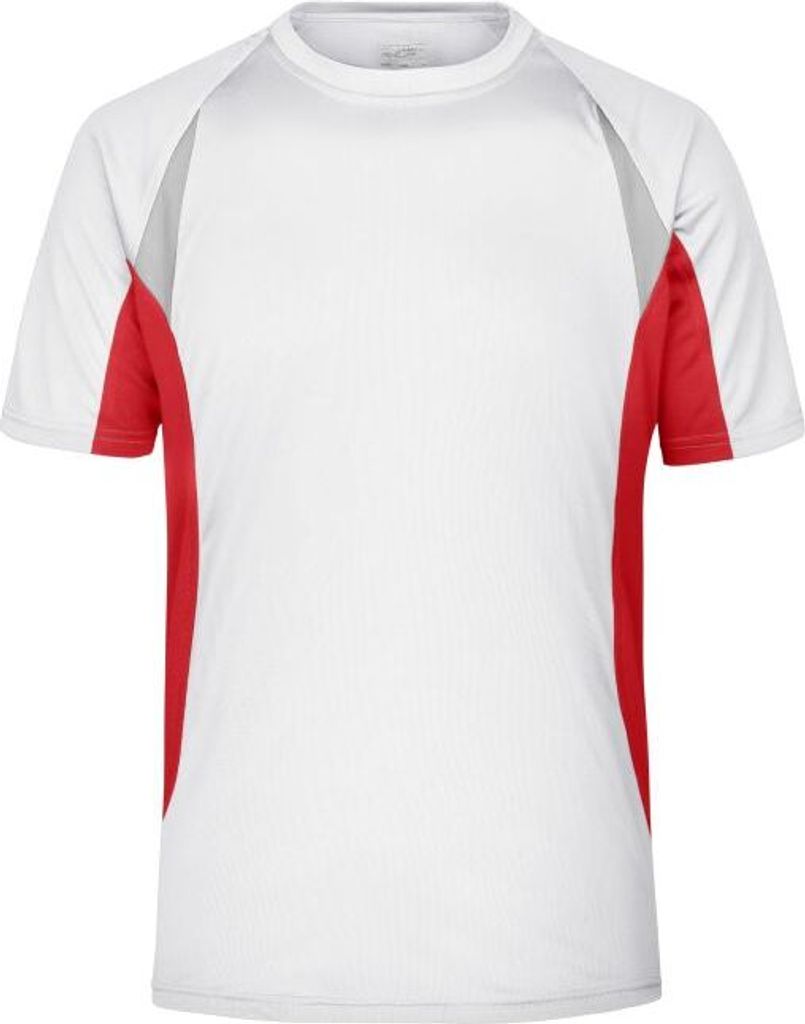 Men's Running-T Atmungsaktives Laufshirt white/red, Gr. M