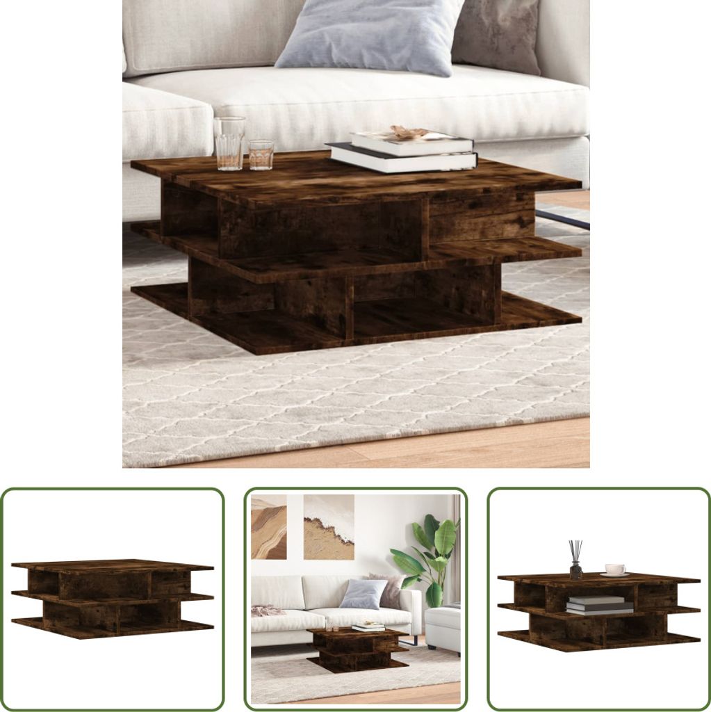 The Living Store Couchtisch Räuchereiche 70x70x29 cm Holzwerkstoff