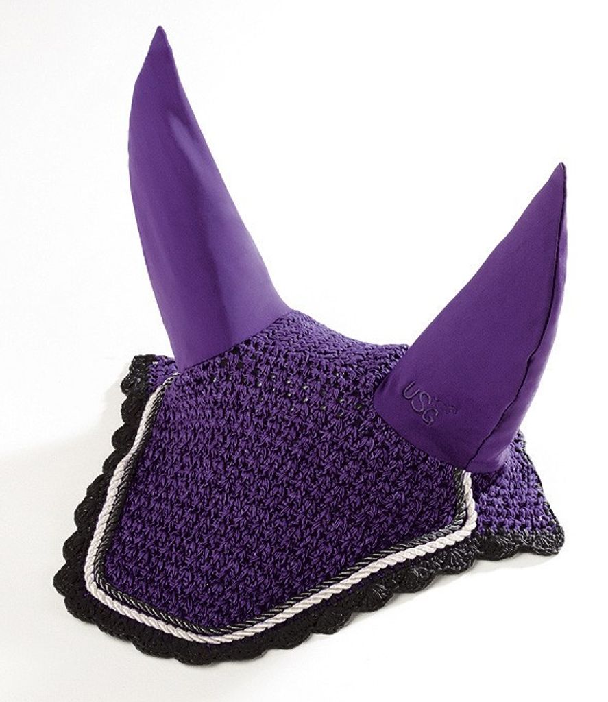 Fliegenhaube Baumwolle, Farbe:schwarz/ecru/grau, Groesse:Warmblut
