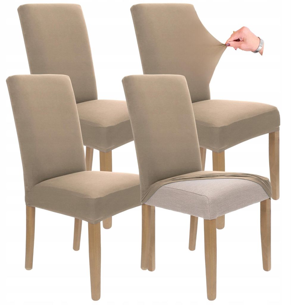Stuhlhusse 4er Pack - Beige - Universal - Stretch - Bezug Produktbild 