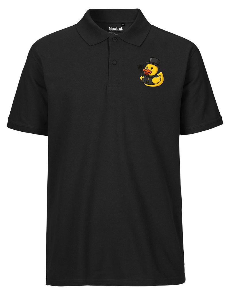 Huuraa Herren Polo Shirt Quietscheente Schornsteinfeger Gummiente Kaminfeger M Black Bio Baumwolle Fairtrade Poloshirt Geschenkidee