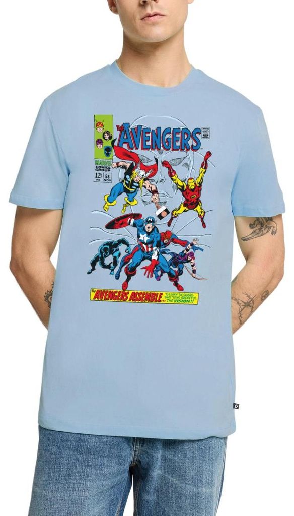 Spreadshirt Avengers Comic Superhelden Assemble Männer Premium T-Shirt, 5XL, Hellblau