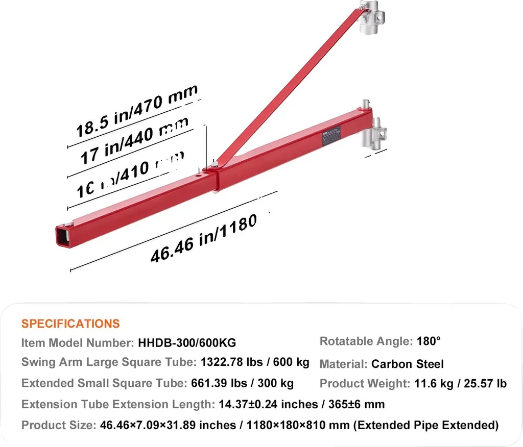 Braccio per Paranco da Cantiere 600kg | Supporto Girevole 180°