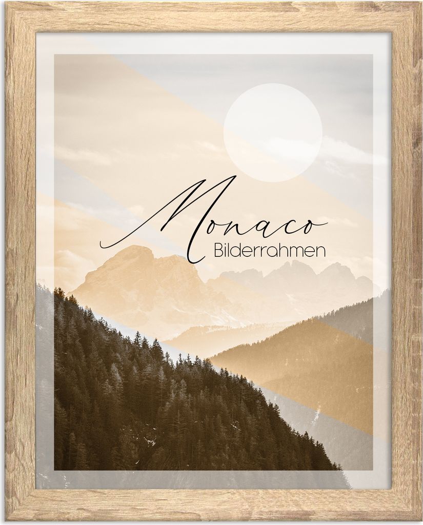 Bilderrahmen Monaco 30x60 cm in Sonoma Eiche mit 1 mm Kunstglas klar