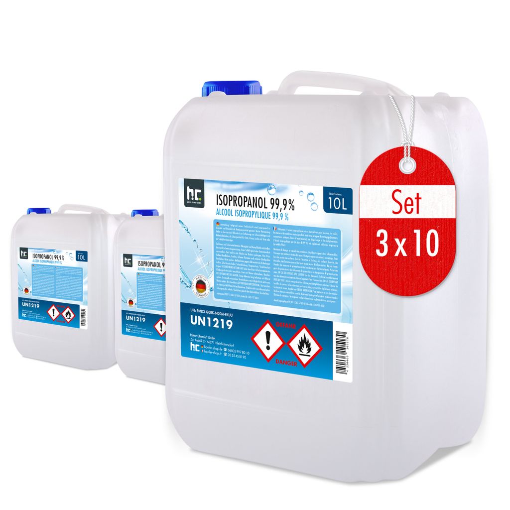 10 L Isopropanol 99,9% zur Flächenreinigung, als Lösungsmittel für Fette, Harze, Lacke, Tinte