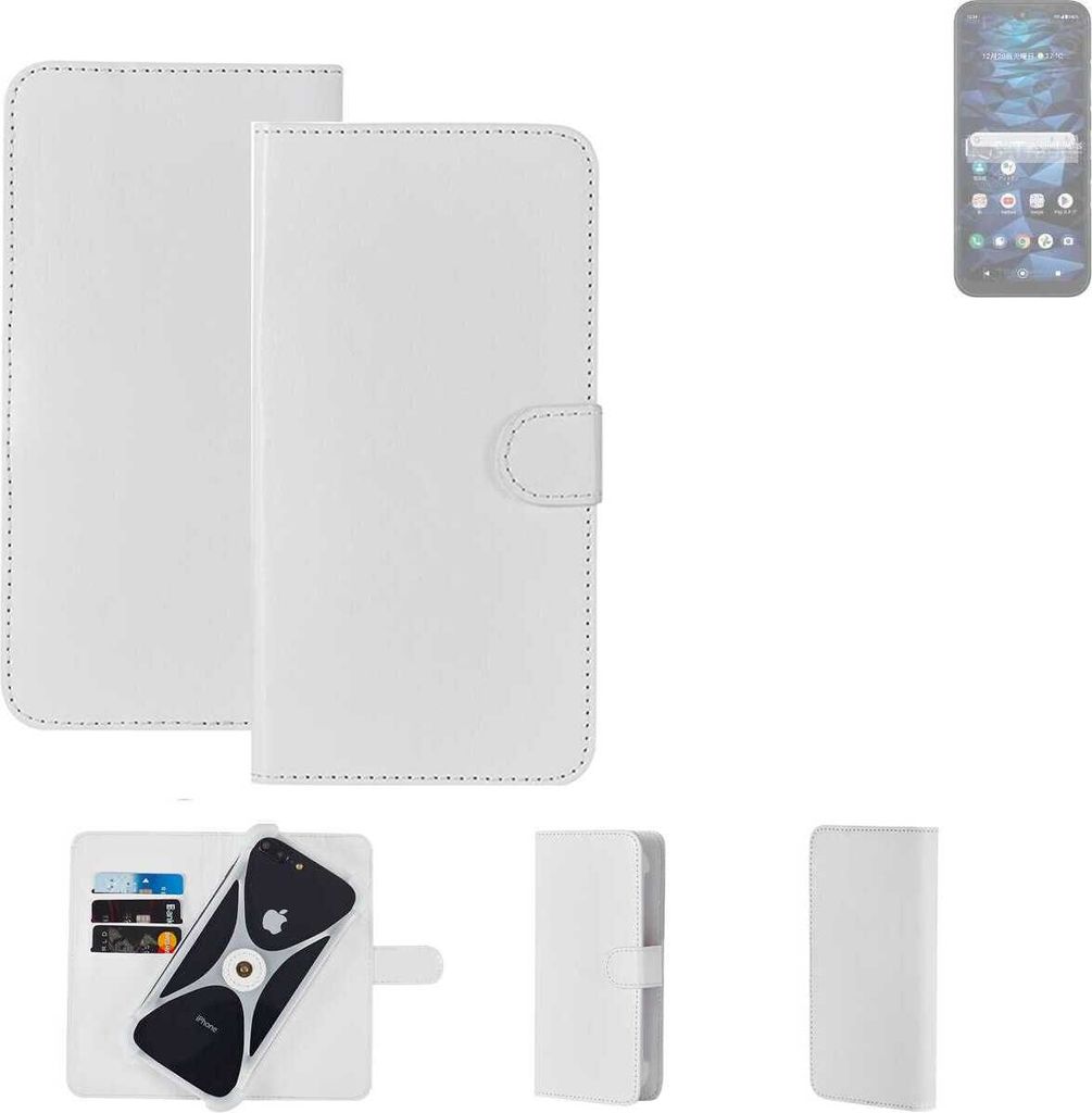 K-S-Trade Handy Hülle Schutz Hülle kompatibel mit Kyocera Digno SX3 Cover Case Bookstyle Bumper weiß 1x