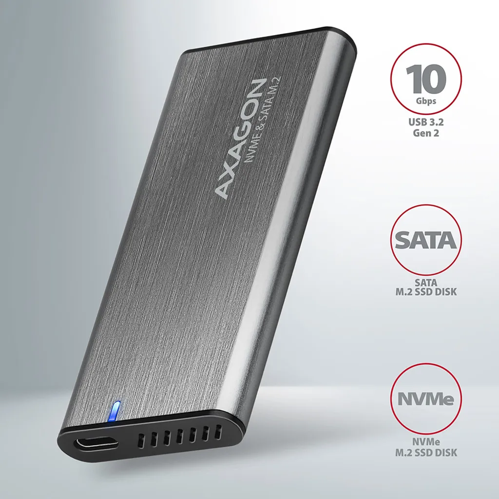 Boîtier Externe SSD M.2 AXAGON EEM2-SG2 Gris Anthracite USB-C 10Gbps - 2