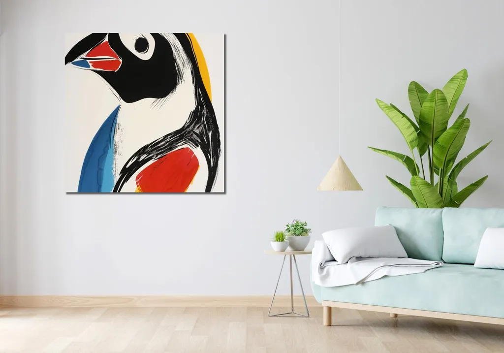 Portrait d'Oiseau 100x100 cm - Solution Déco pour Grands Murs Vides