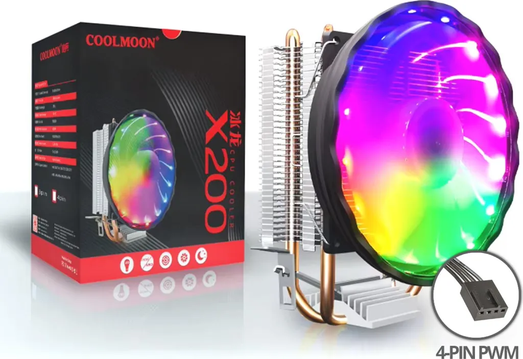 Ventola CPU COOLMOON X200 RGB | Dissipatore Universale 100W TDP