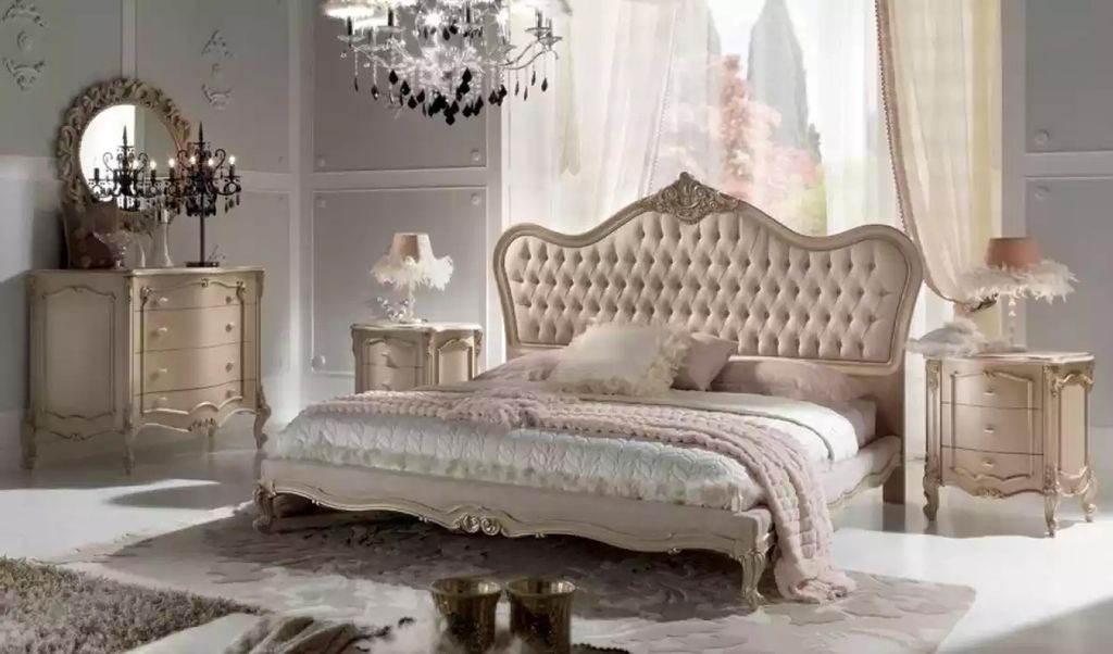 Bett Schlafzimmer Set Design Luxus 2x Nachttische Italienische Stil 4tlg