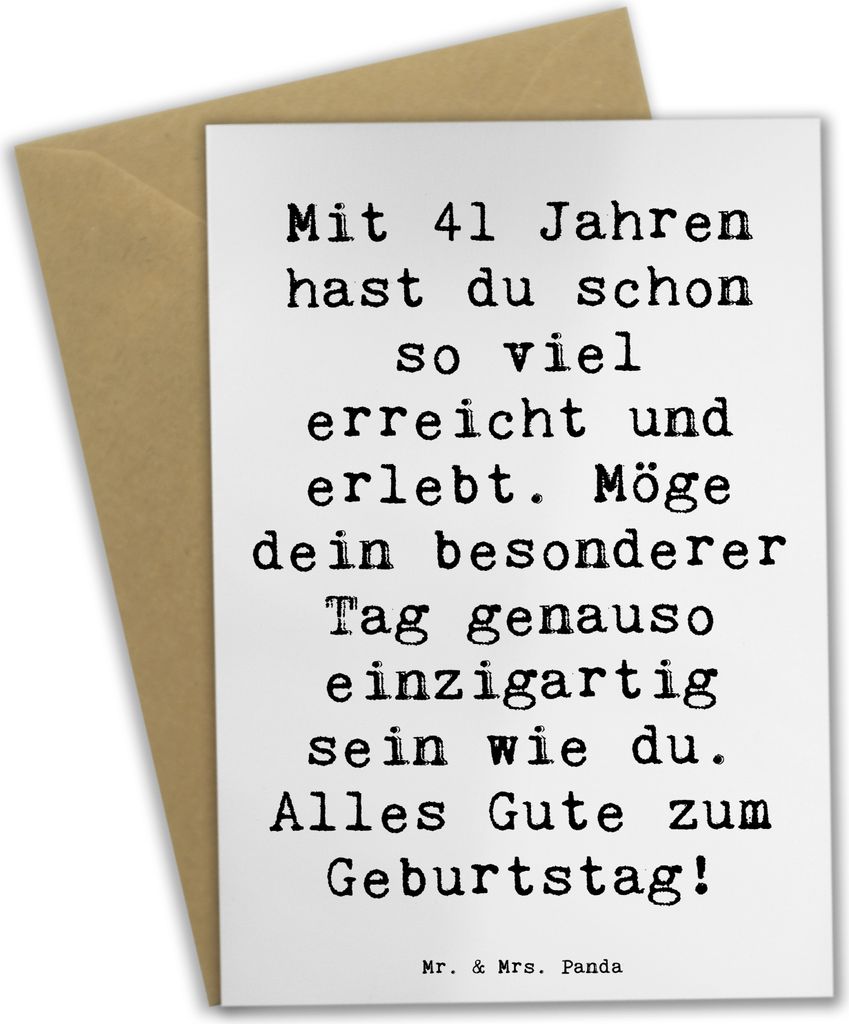 Mr. & Mrs. Panda Grußkarte Spruch 41. Geburtstag - Weiß - Geschenk, Alter, Happy Birthday, weihnachtskarten, Feier, Geburtstagsgeschenk, Abenteue...
