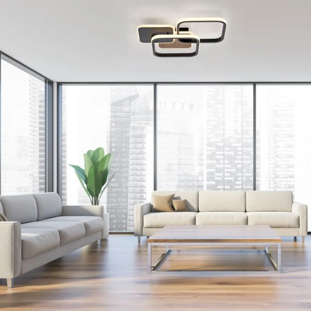 Plafoniera LED Moderna SEVENT 14117-78 | Design Nero e Rovere