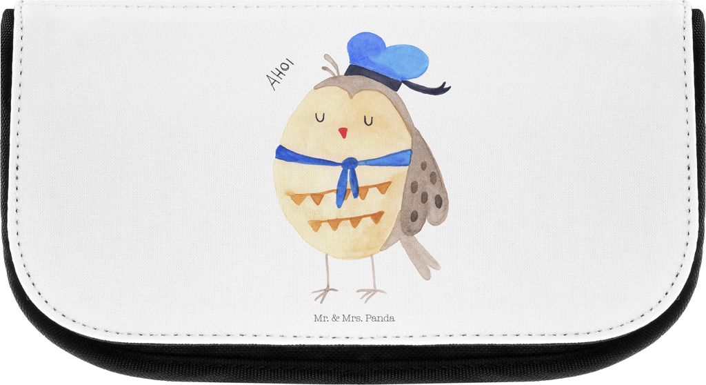 Mr. & Mrs. Panda Kulturbeutel Eule Matrose - Weiß - Geschenk, Make-up Täschchen, Kapitän, kulturtäschchen, Kosmetiktasche, Organizer, Freundin,...