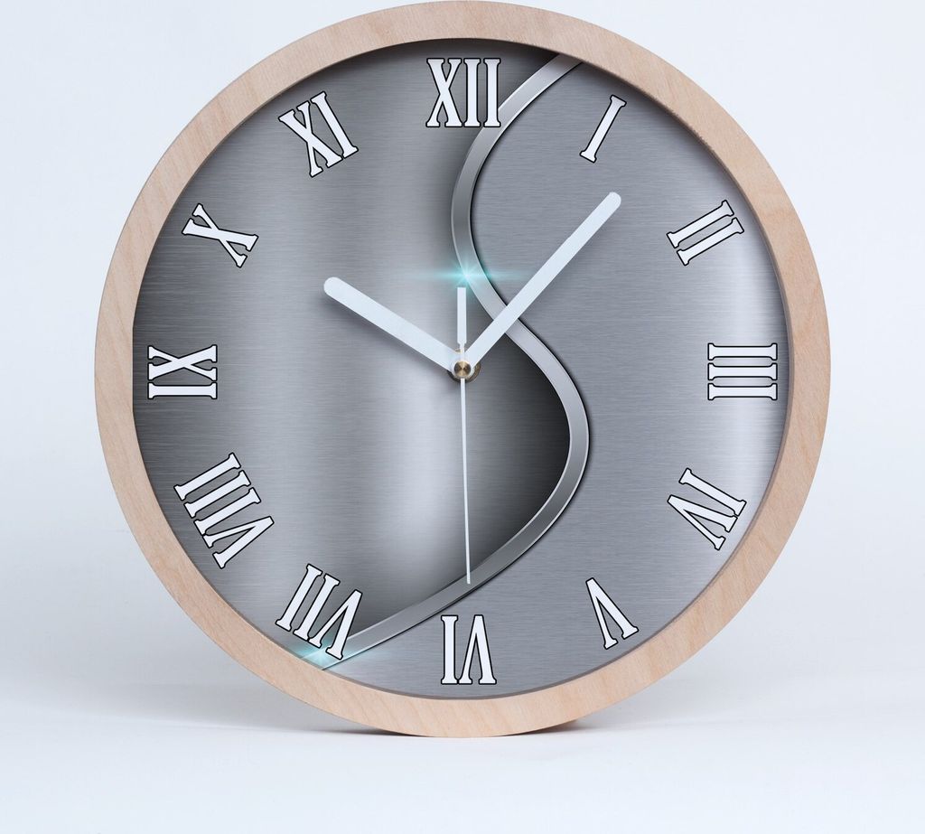 Holzuhr 30fi cm wanduhr - weiße Spitzen - Metall Abstraktion