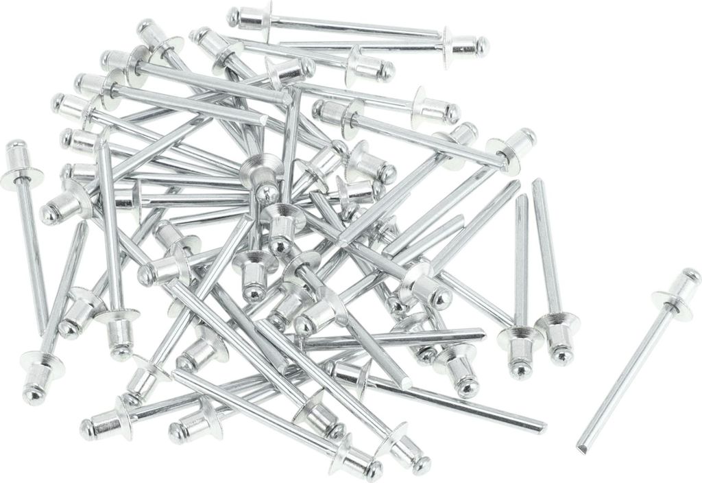 50 Stück Offene Enden Großkopf Blindnieten 4,8 mm Griffdurchmesser 6 mm Grifflänge 9,5 mm Flanschdurchmesser Silberfarbenes Aluminium Eisen