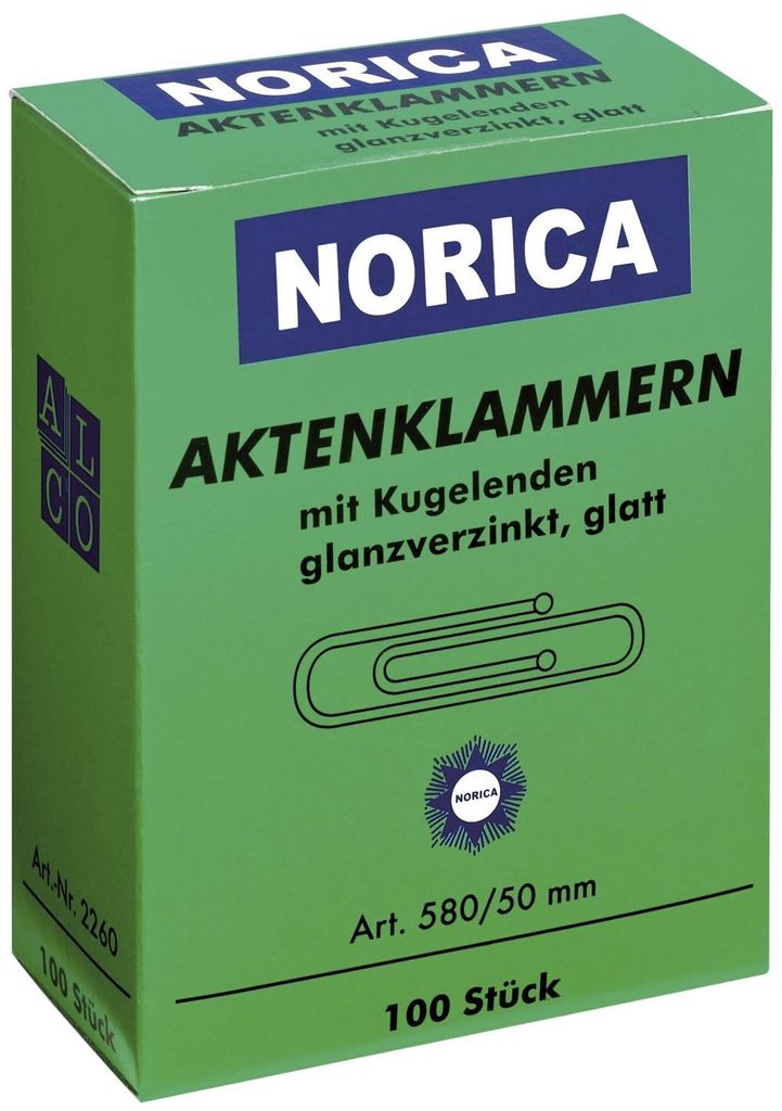 NORICA 2260 Aktenklammern mit Kugelenden - 50 mm glatt, Image du produit 