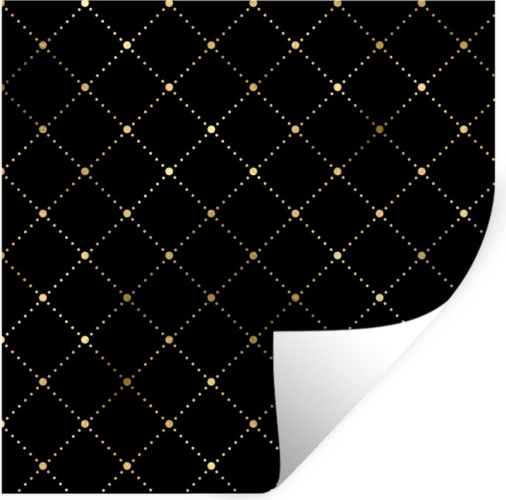 MuchoWow Wandtattoo Wandsticker Wandaufkleber Polka dots - Gold - Schwarz 50x50 cm Selbstklebend und Repositionierbar - Selbstklebend - Fototapeten