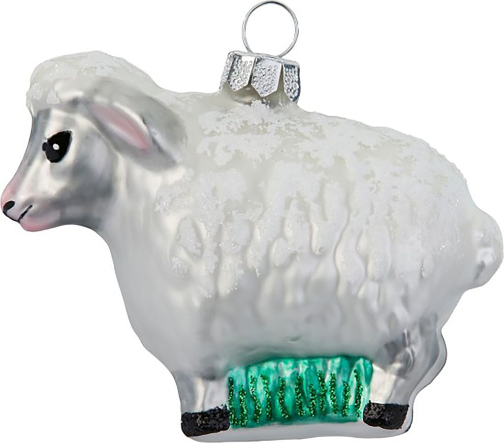 Christbaumschmuck Glas 6,5cm Schaf Figur Weiß