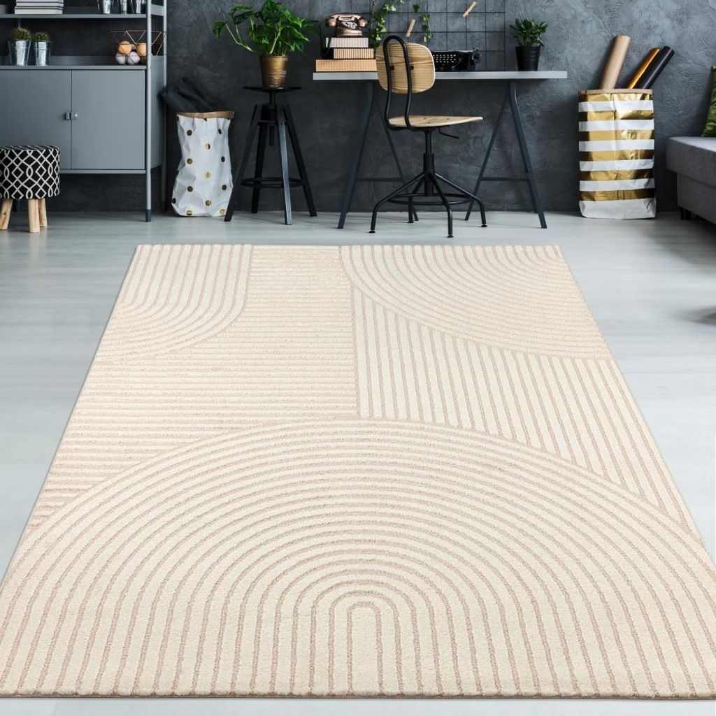 Teppich creme strukturiert pflegeleicht für Wohnräume Größe - 240 x 340 cm