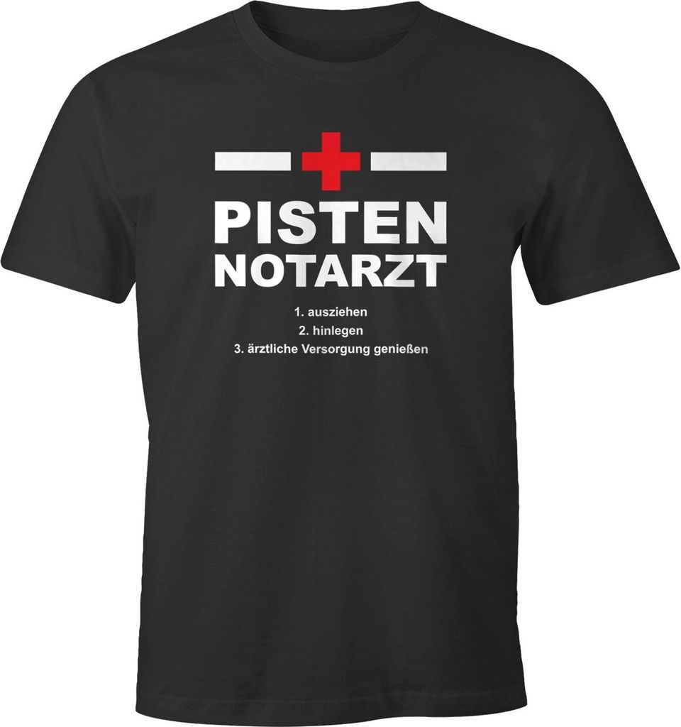 Herren T-Shirt Pisten Notarzt Après Ski Party lustig Feiern Fun-Shirt Moonworks anthrazit 5XL