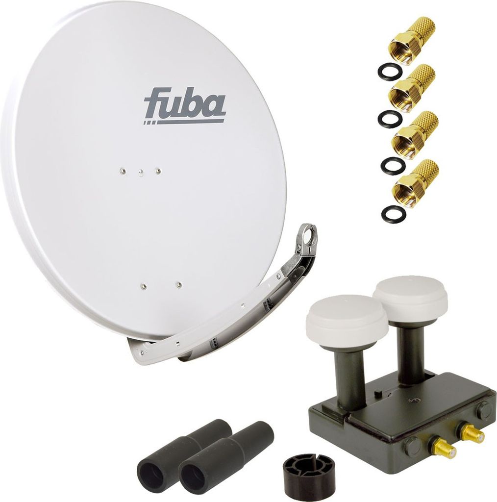 FUBA SAT Anlage DAA 850 G ALU Grau PremiumX Twin Monoblock 4x F-Stecker 2x Tülle