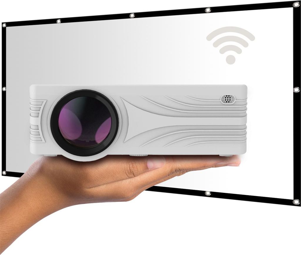 La Vague Wifi Projektor mit LCD- und LED-Technologie LV-HD240 inkl. Leinwand LV-STA100FP für Gaming & Heimkino