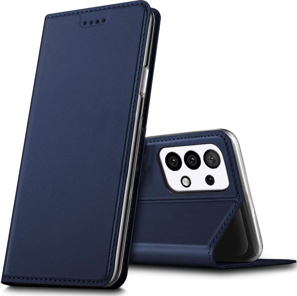 Conie Ultra Slim Klapp Tasche für Samsung Galaxy A23 5G Kartenfach Hülle Rundumschutz in Blau
