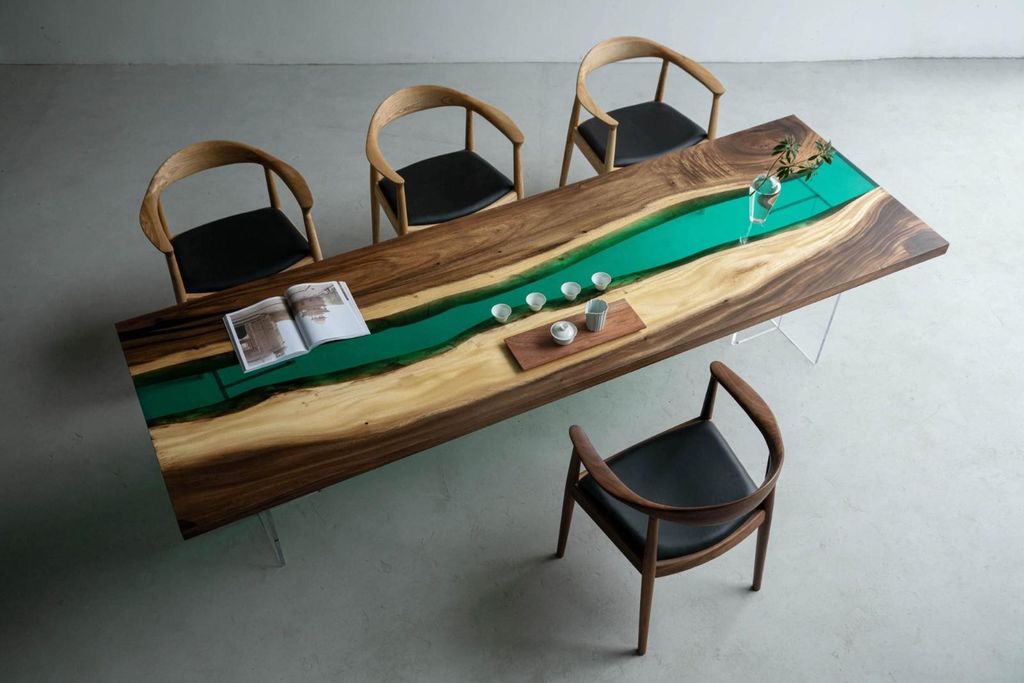 Epoxidharz Esstisch River Table Echtes Holz Massiv Tische 220x90 Flusstisch Neu