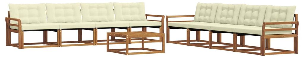 vidaXL Outdoor-Sofagarnitur mit Kissen 9 pcs Natur und Creme