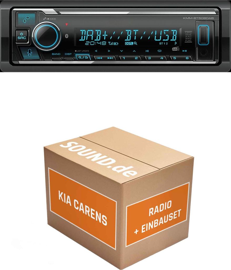 Autoradio Einbaupaket Kenwood KMM BT508DAB passend für KIA Carens UN | Bluetooth Telefonieren DAB+