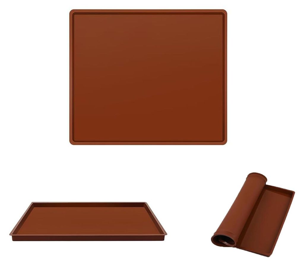 Silikon-Backmatte 30 x 40 cm mit erhöhtem Rand für Dörrgeräte und Backöfen, antihaftbeschichtet, flexibel und wiederverwendbar zum Trocknen vo...
