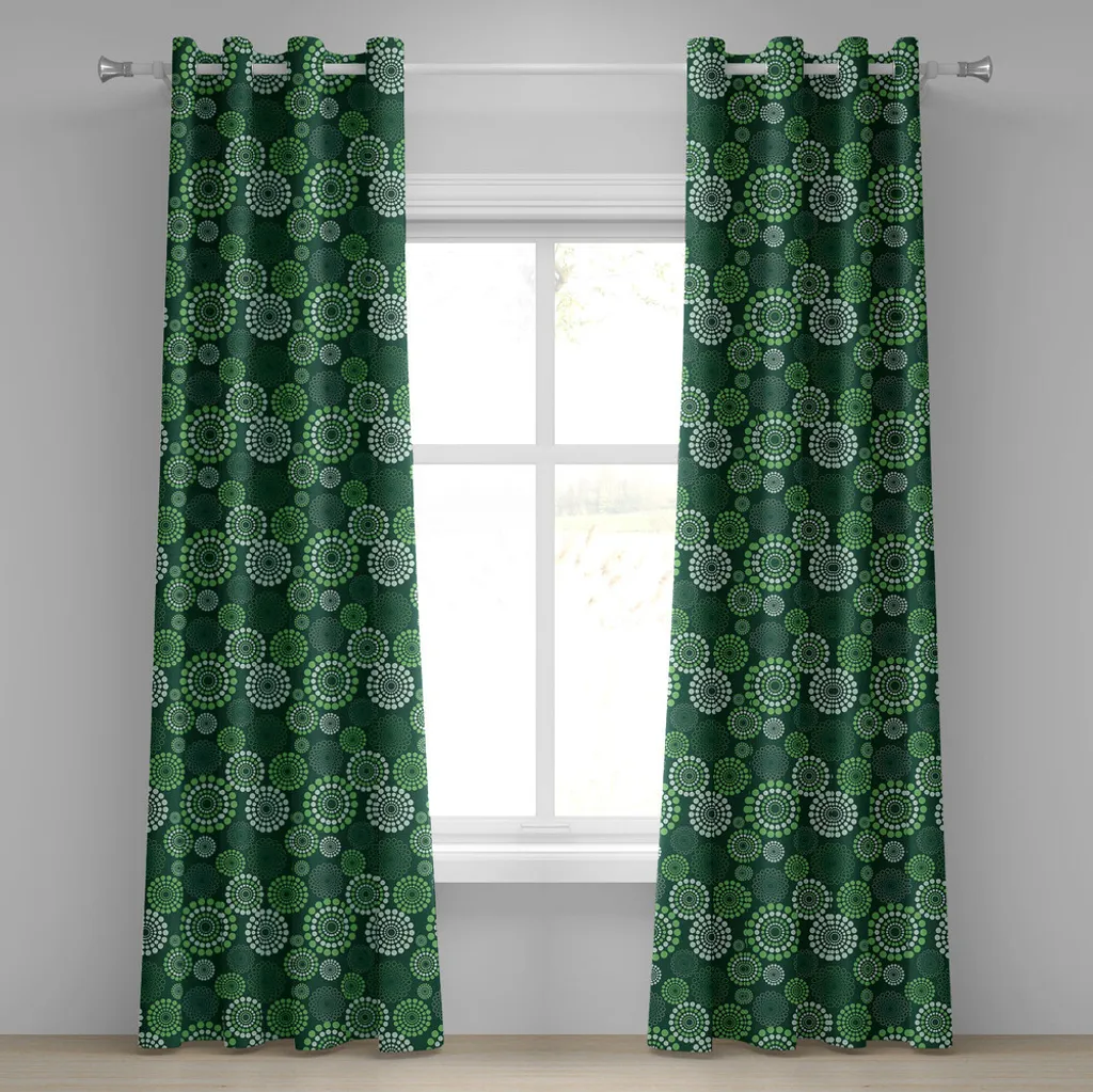 Rideau art moderne vert pomme avec motif à pois et finition à œillets