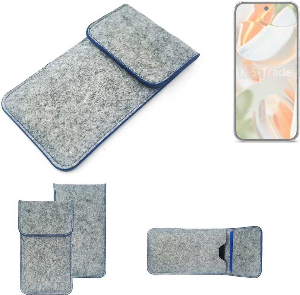 K-S-Trade Handy Schutz Hülle kompatibel mit Google Pixel 9 Pro Schutzhülle Handyhülle Filztasche Pouch Tasche Case Sleeve Filz Hülle hellgrau,