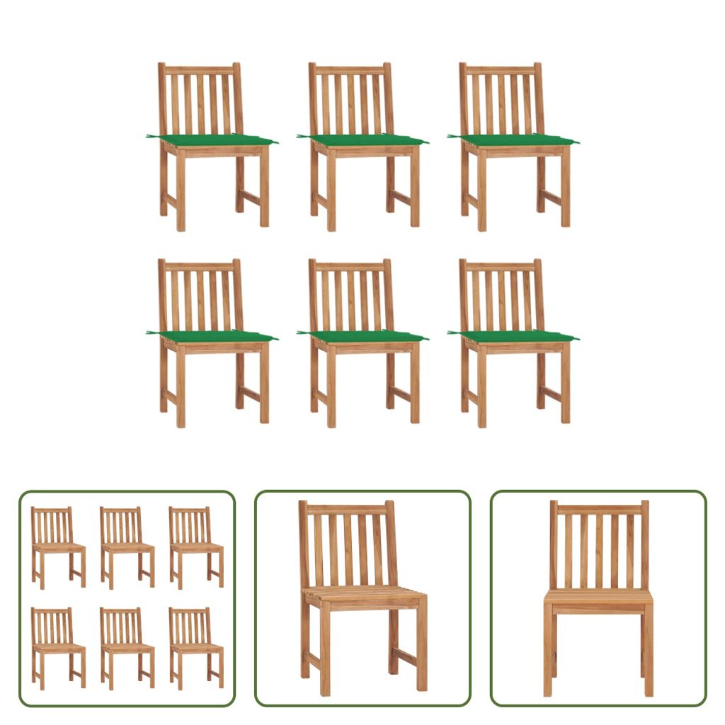 The Living Store Gartenstühle 6 Stk. mit Kissen Massivholz Produktbild 