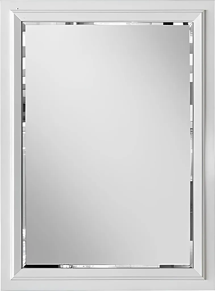 Miroir mural design en bois blanc rectangulaire - Modèle Épure 60x90 cm