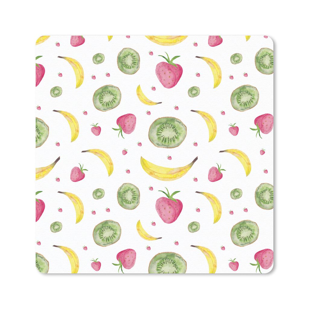 MuchoWow Mauspad Mousepad Obst - Aquarell - Weiß 20x20 cm - Mousepads - Maus Mat - Pad - Mausunterlage - Desk Mat - Bureauartikeln