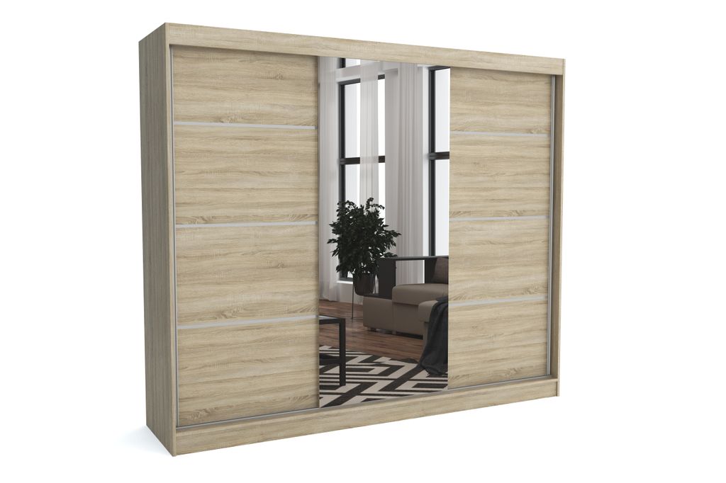 Moderner Kleiderschrank mit Schiebetüren BRENDI 250 cm (SONOMA)