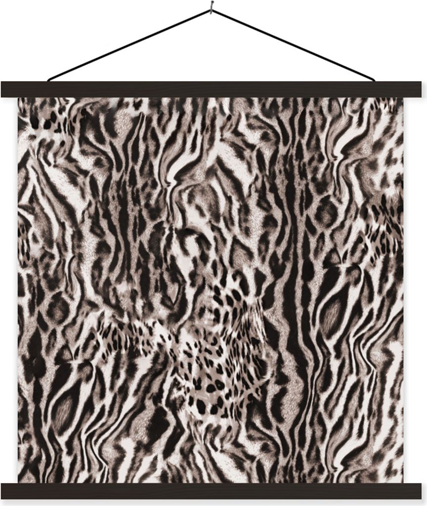 MuchoWow Textilposter Panther Druck - Formen - Braun 120x120 cm mit schwarzem Rahmen - Aufhängungsset