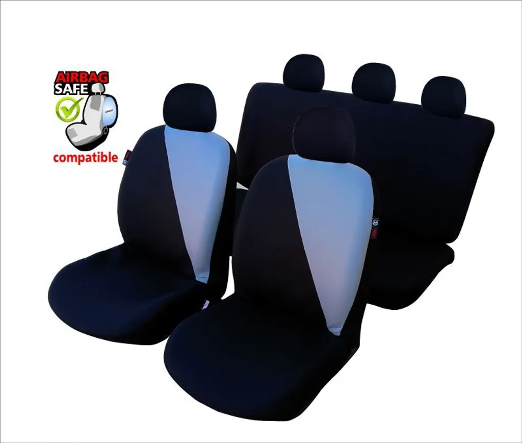 Set Fodere Auto SB633 Nero-Grigio Universali con Airbag