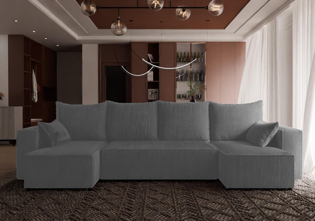 4ALL HOME Ecksofa mit Schlaffunktion Cordi U 316x145 cm - Couch - Sofa mit Bettkasten - Eckcouch - L-Form - Schlafsofa - Schlafsofa mit Bettkasten ...